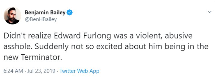Edward Furlong's Return for 'Terminator: Dark Fate' Sparks Criticism