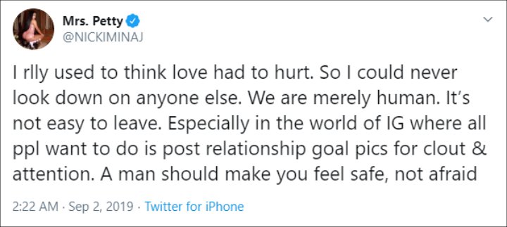 Nicki Minaj Reveals She Was in an Abusive Relationship