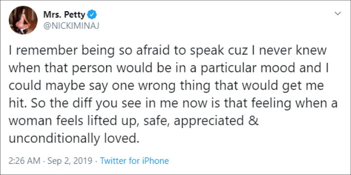Nicki Minaj Reveals She Was in an Abusive Relationship