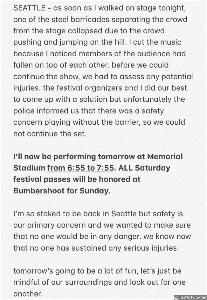 Jai Wolf Addresses Incident at Bumbershoot Festival