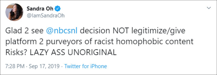 Sandra Oh Applauds 'Saturday Night Live' for Firing Shane Gillis Over His Racial Slur