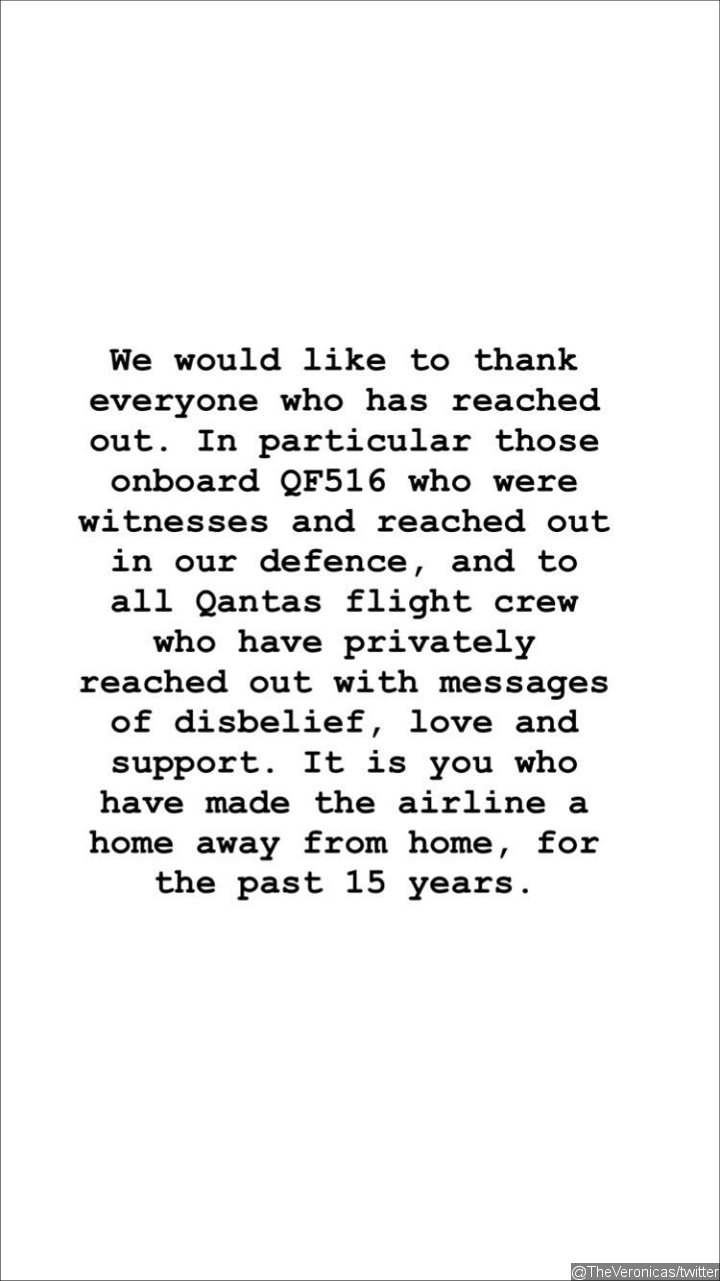 The Veronicas' Sisters Statement