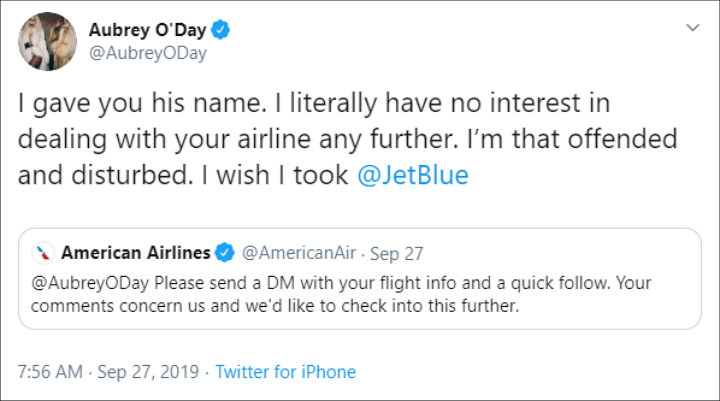 Aubrey O'Day Accuses Male Flight Attendant of Forcing Her to Undress in Public
