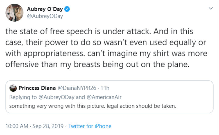 Aubrey O'Day Accuses Male Flight Attendant of Forcing Her to Undress in Public