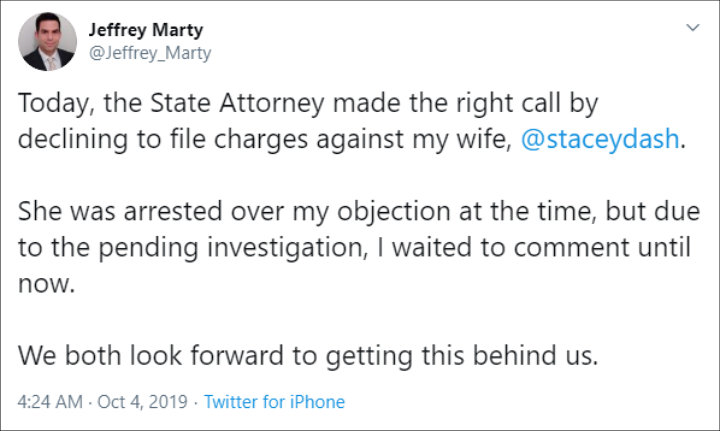 Stacey Dash's Husband Jeffrey Marty Reacts After Domestic Battery Case Is Closed