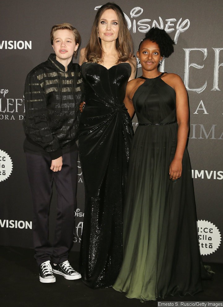 Angelina Jolie, Shiloh and Zahara at 'Maleficent: Mistress of Evil' Rome Premiere