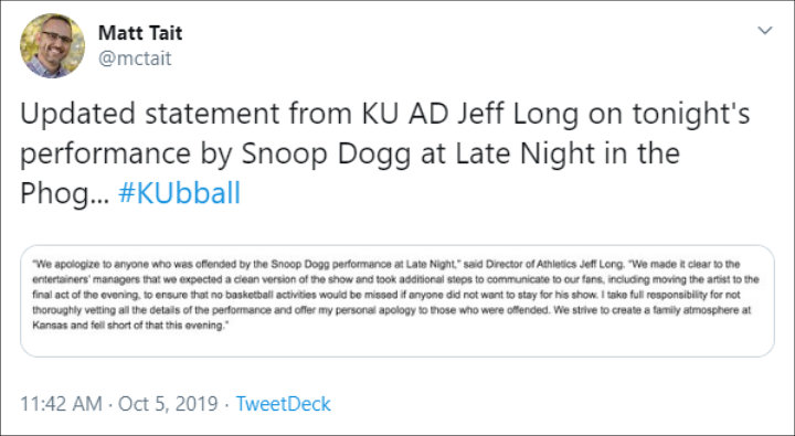Jeff Long apologised for controversial performance