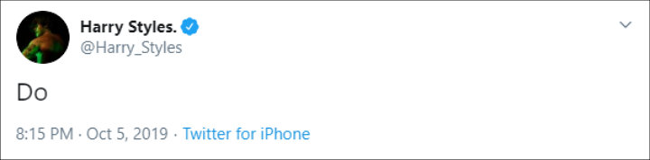 Harry Styles tweeted after six weeks