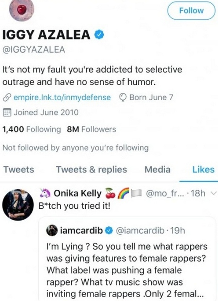 Iggy Azalea agrees that Cardi B is a bitch