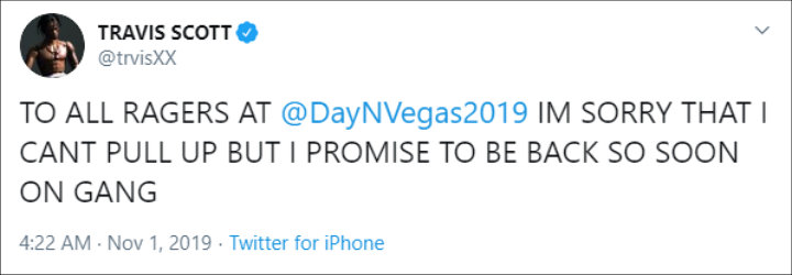Travis Scott Apologizes for Canceling Day N Vegas Performance