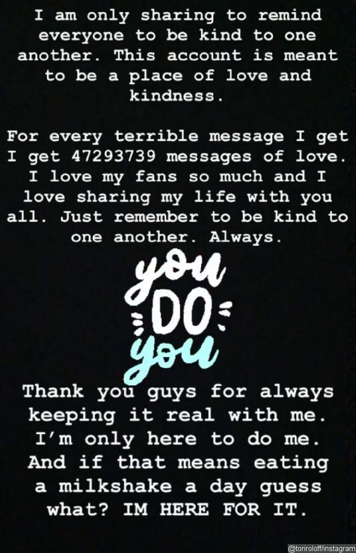 TTori asks fans to be kind