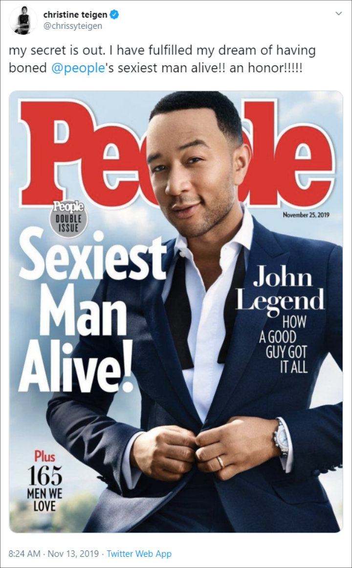 Chrissy Teigen Reacts to John Legend SMA