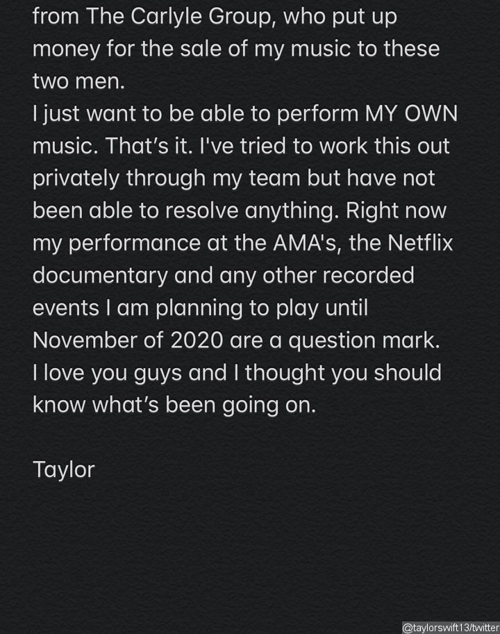 Taylor Swift Rants on Twitter After Being Blocked From Performing Her Old Songs