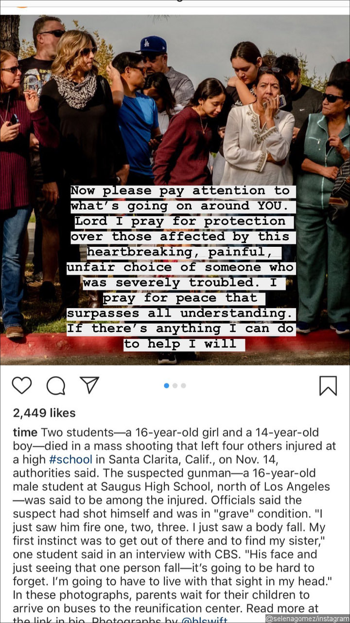 Selena Gomez Reacts to Saugus High School Shooting