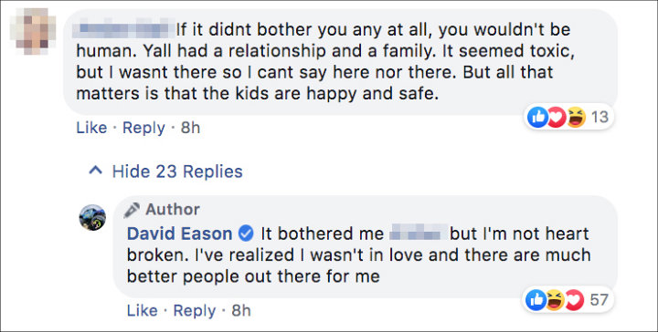 David Eason's Facebook comment