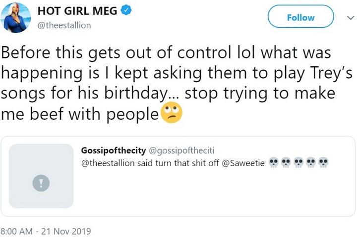 Megan Thee Stallion has no beef with Saweetie