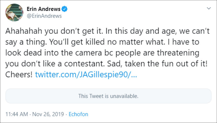 Erin Andrews' reaction to 'DWTS' controversy