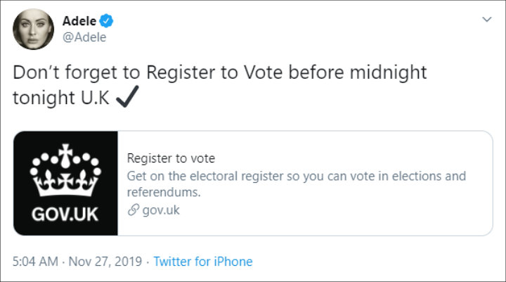 Adele asks fans to vote