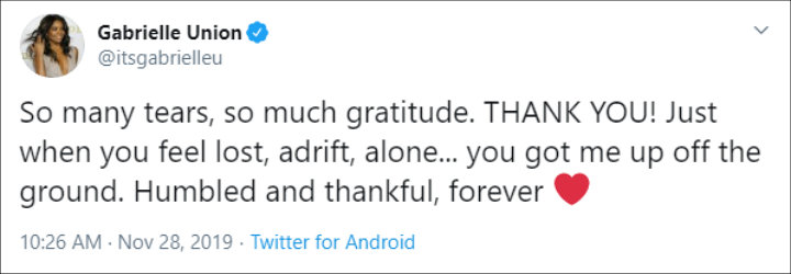 Gabrielle Union breaks silence following AGT firing