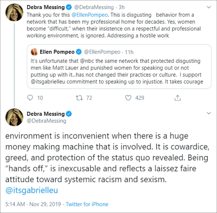 Debra Messing slams NBC