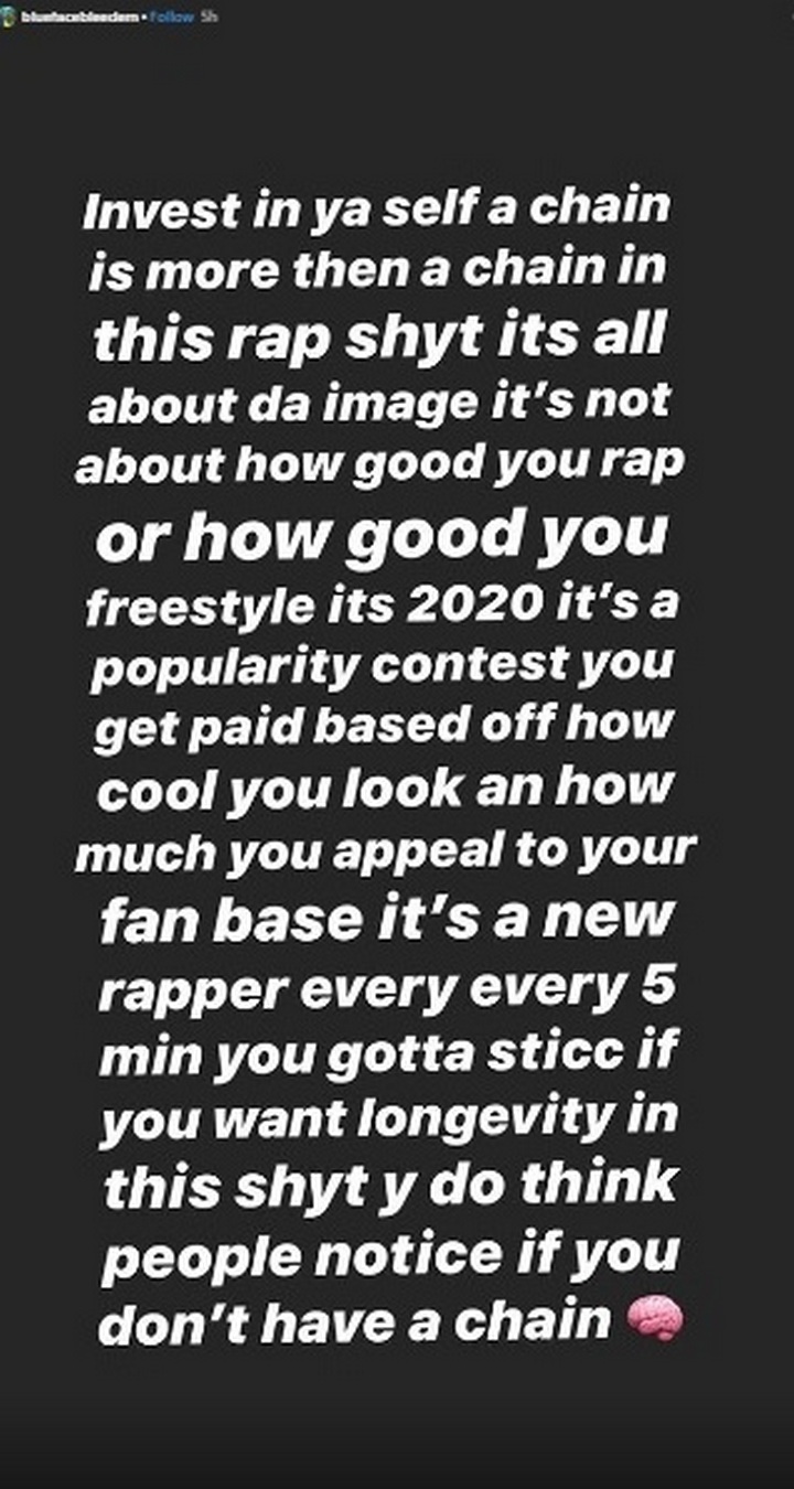 Blueface comments on Yung Ro's video