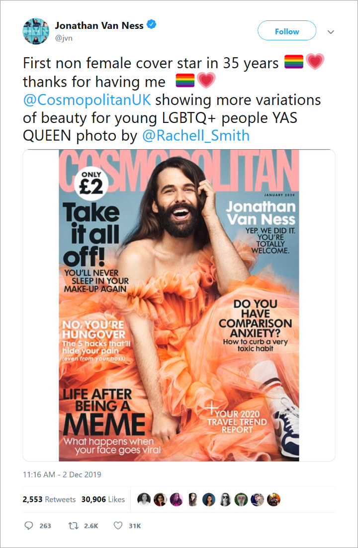 Jonathan Van Ness on the cover of Cosmos.