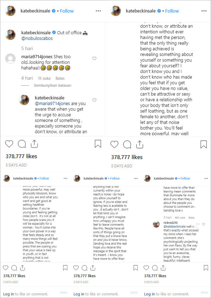Instagram troll Kate received.