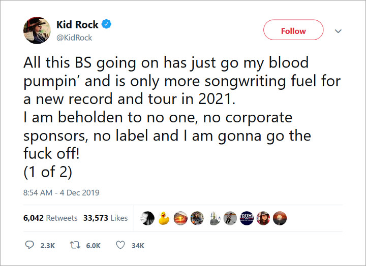 Kid Rock talks about Oprah Winfrey diss