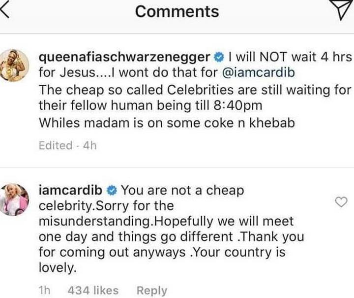 Cardi B responds to criticism by Ghanaian celebrity