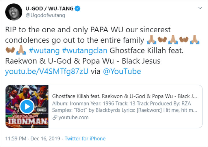 U-God's tweet.