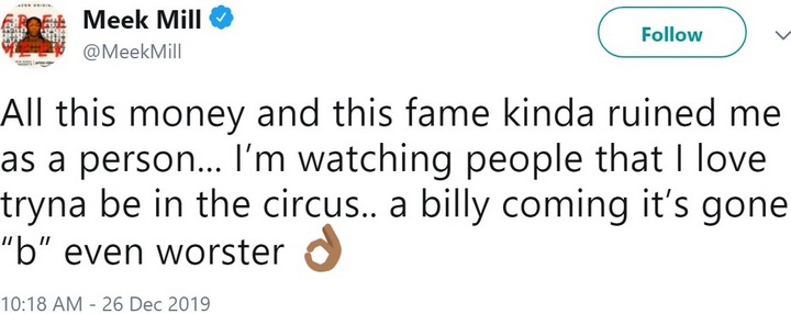Meek Mill posts a cryptic tweet