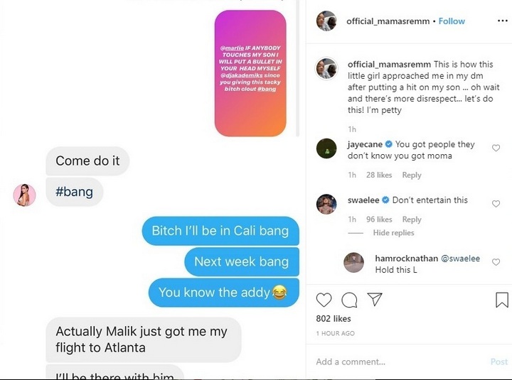 Swae Lee tells his mother to stop entertaining Marlie