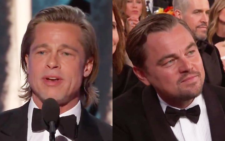 Brad Pitt Wins the Internet With His 'Titanic' Joke to Leonardo DiCaprio at Golden Globes