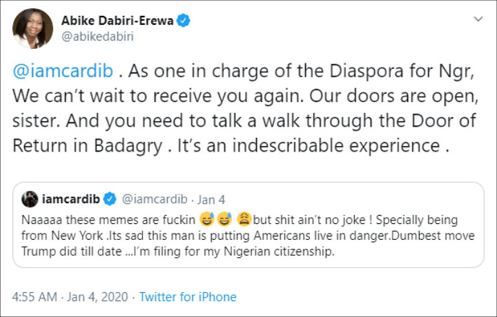 Nigerian Official Reacts to Cardi B's Plan to Relocate Over Fear of World War III