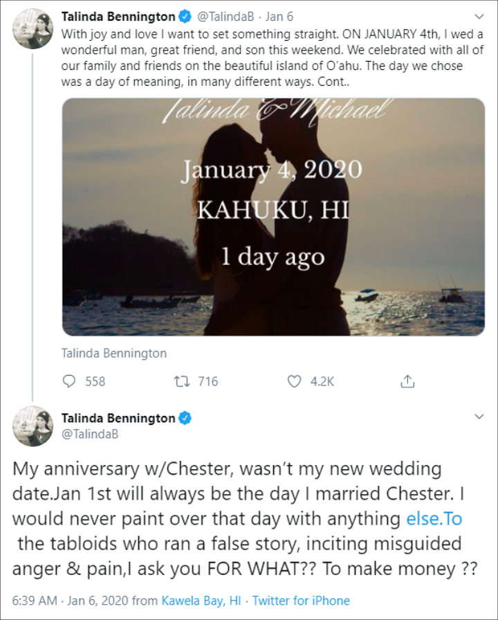 Chester Bennington's Widow Slams 'Criminal' Report That She Remarried On Their Anniversary