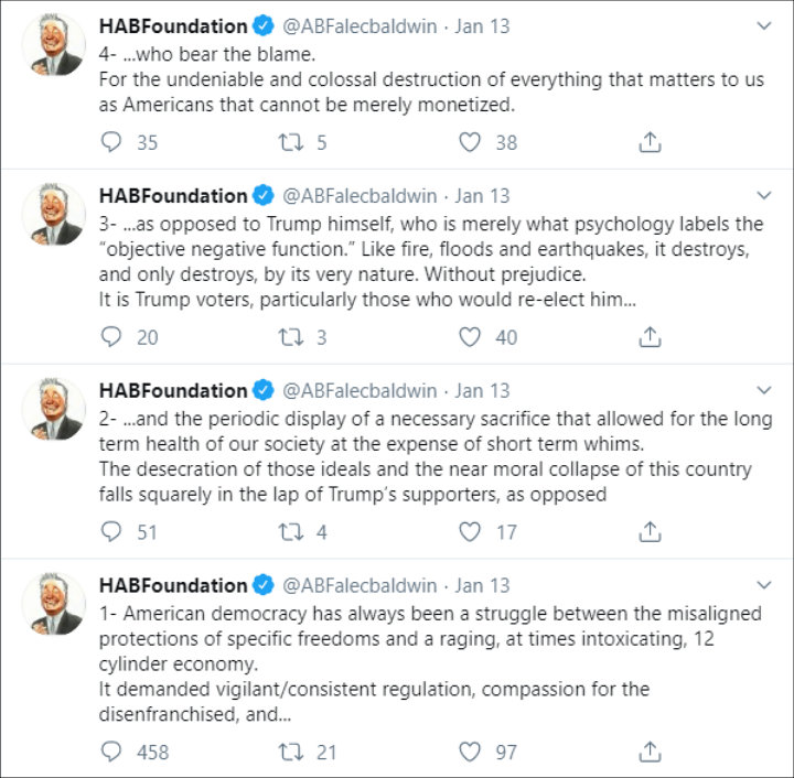 Alec Baldwin Condemns Donald Trump's Supporters for 'Colossal Destruction' of America