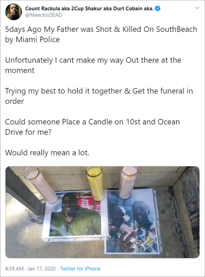 Meechy Darko mourned death of his dad