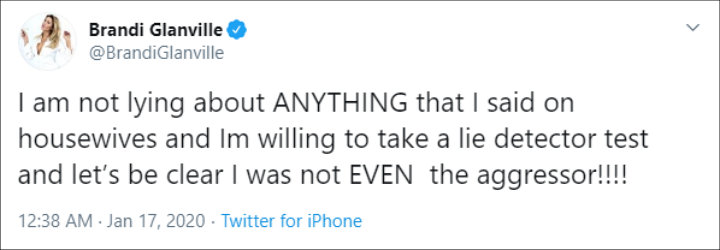 Brandi Glanville wants to take a lie detector test