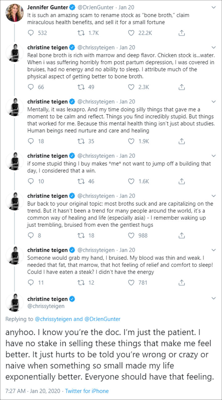Chrissy Teigen Credits Bone Broth for Aiding Recovery From Post-Partum Depression