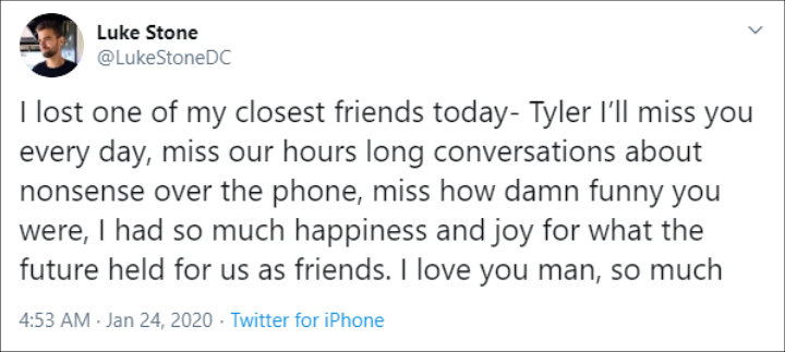 Luke Stone's tribute to Tyler Gwozdz