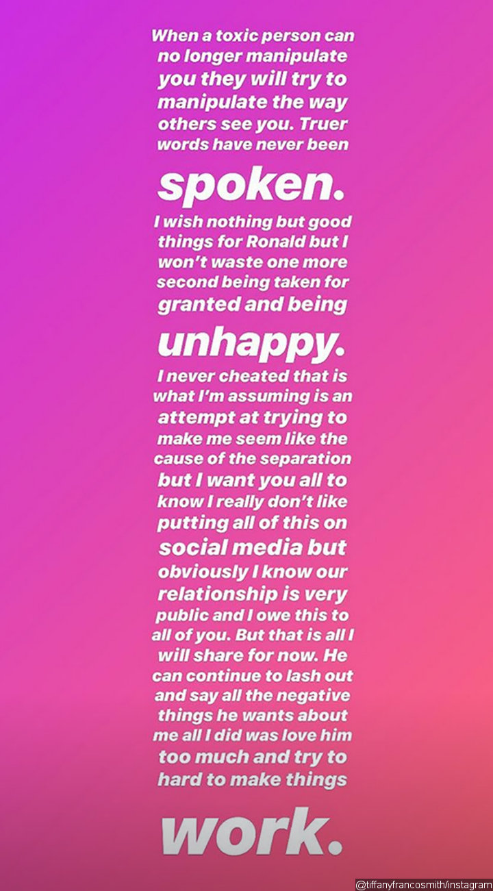 Tiffany Franco Claps Back at Ronald Smith's Cheating Claim