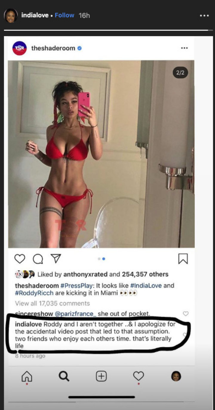 India Love on Roddy Ricch dating rumors