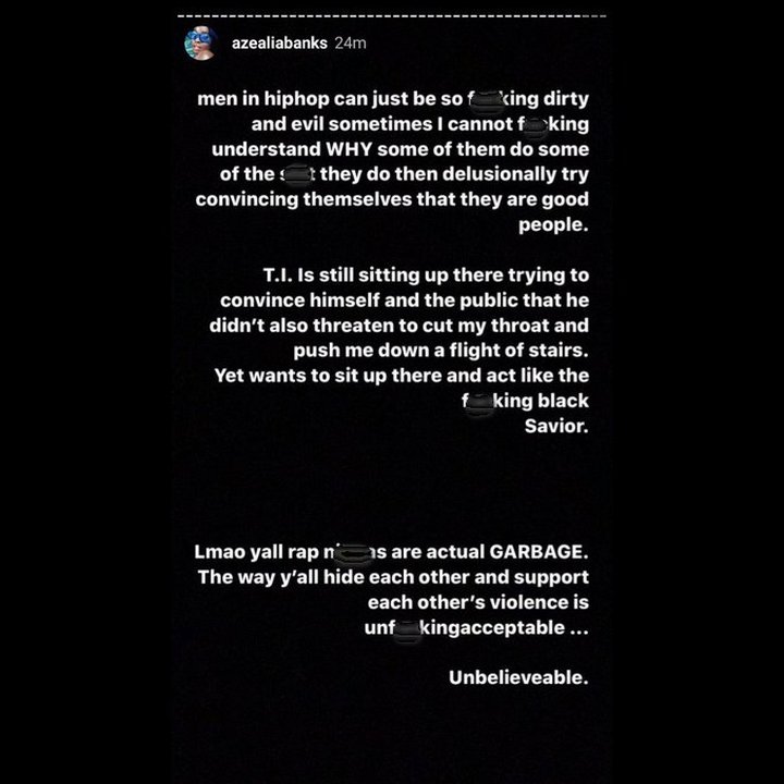 Azealia Banks accuses T.I. of assault