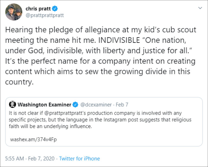 Chris Pratt Announces His Production Company, Indivisible Productions