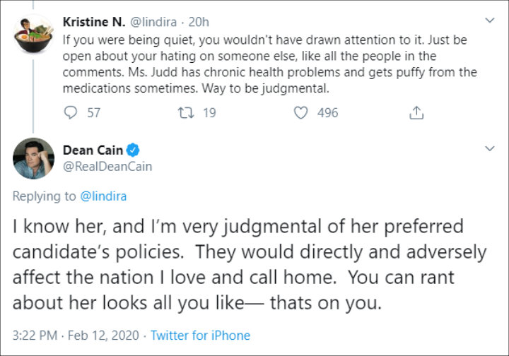 Dean Cain Denies Mocking Ashley Judd's Puffy Face