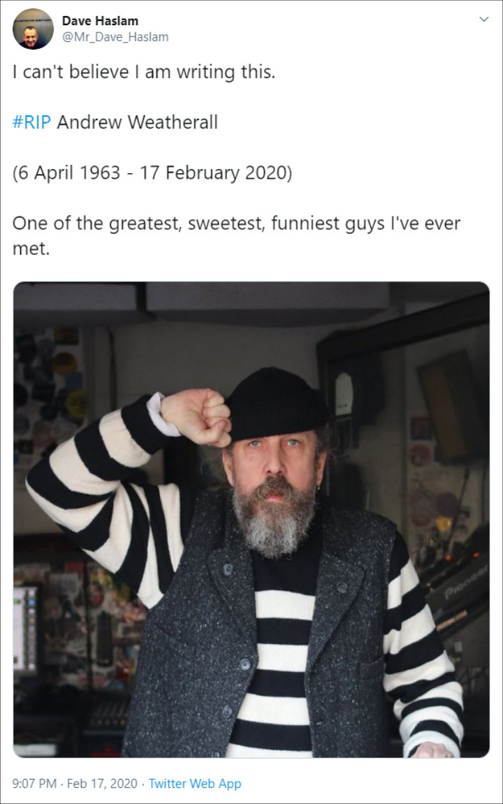 Dave Haslam paid tribute to Andrew Weatherall