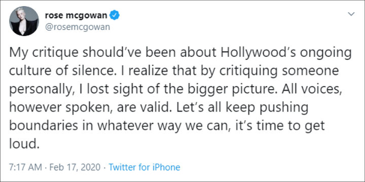 Rose McGowan Backtracks on Criticism at Natalie Portman's Oscars Dress