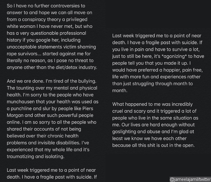 Jameela Jamil Opens Up About Suicidal Thoughts