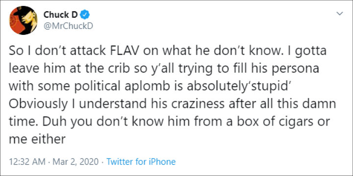Flavor Flav Against the Use of Public Enemy in Bernie Sanders' Campaign