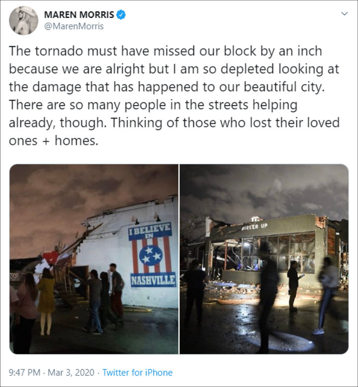 Marren Morris on Nashville tornado